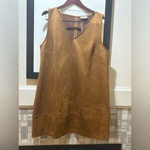 LOFT Brown Sleeveless Suede Mini Dress size 16 NWT